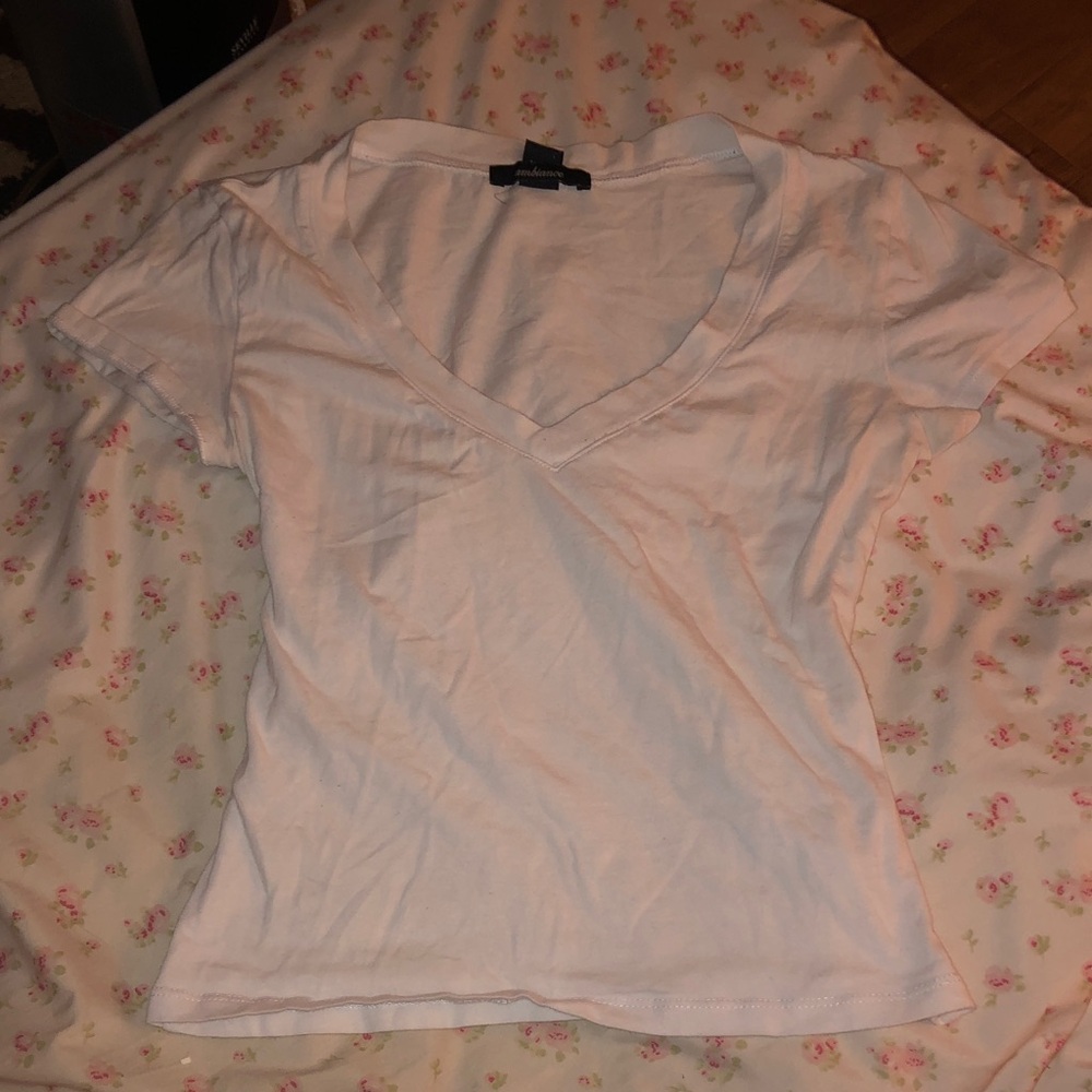 Classic White V-Neck Crop Women's Top